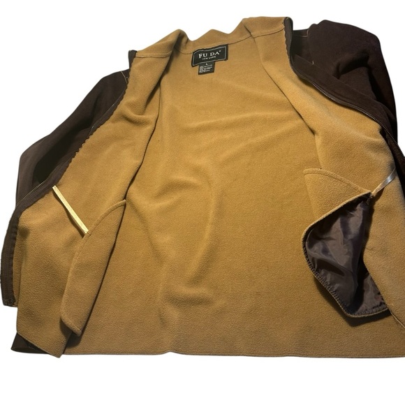 FU DA New York Womens Faux Suede Full Zip Front Light Jacket Sz Lrg - Picture 11 of 12